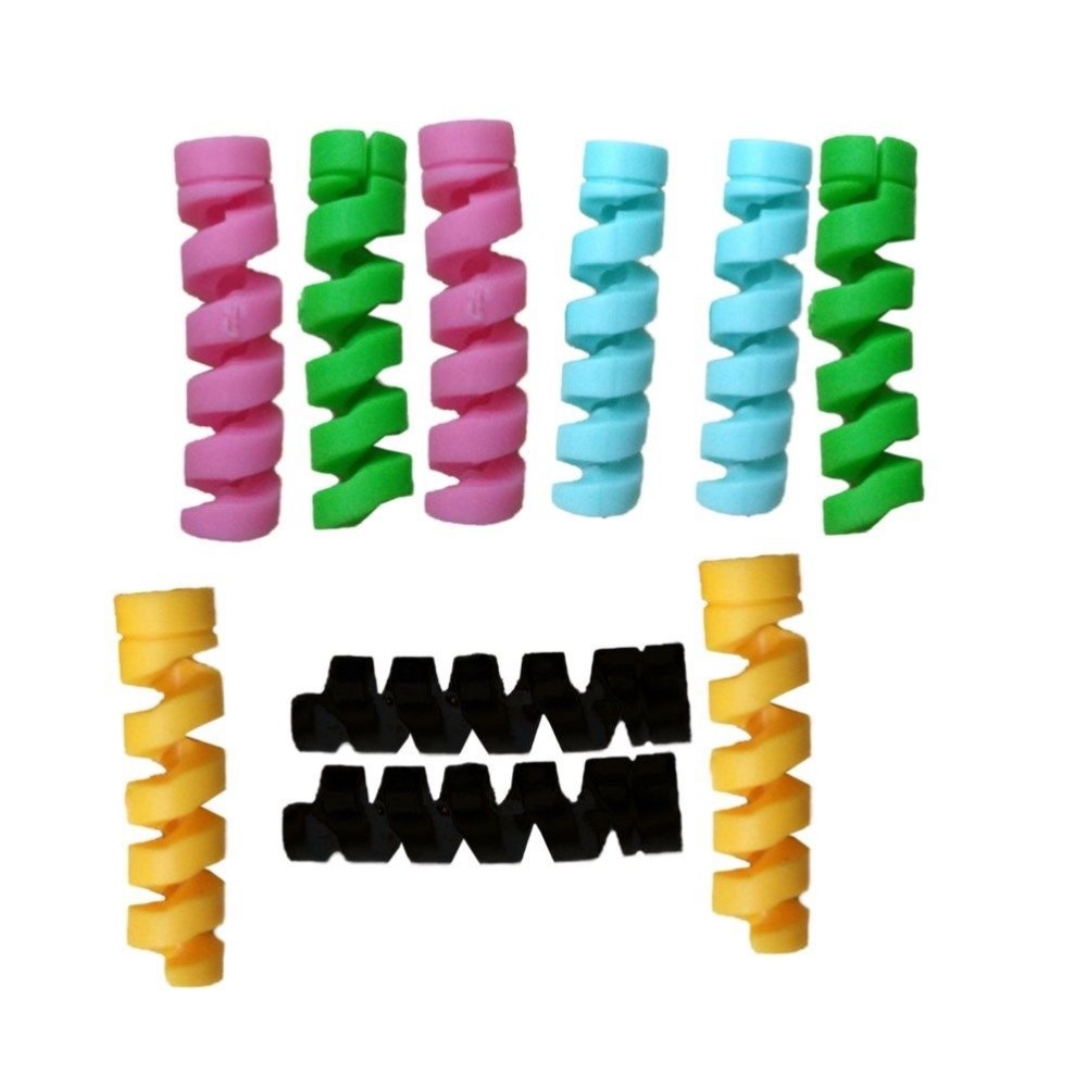 (4er Set) Silikon Kabel Spirale Flexibler Kabel Bruchschutz Knickschutz Halter Kabelschoner - Assortiert