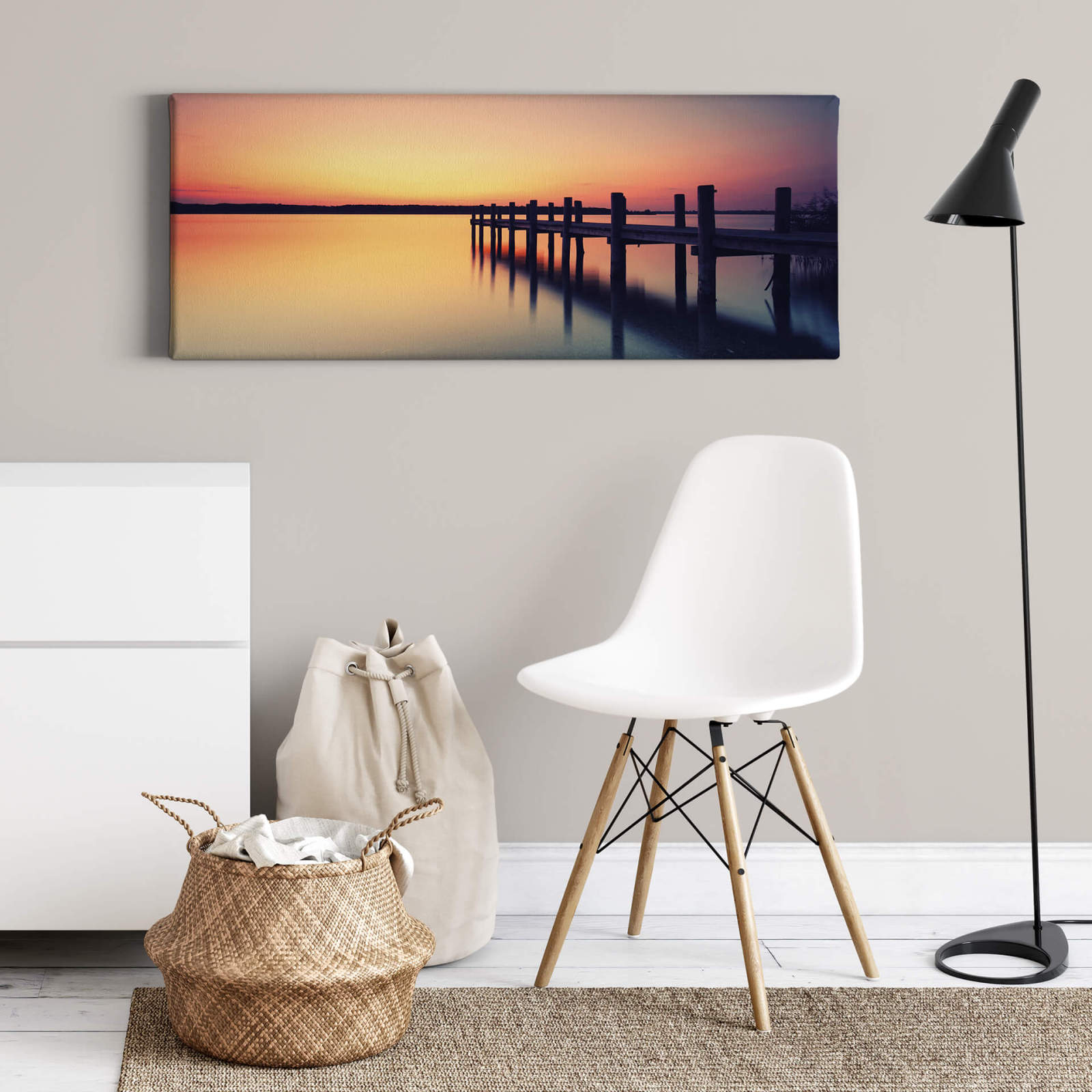 Leinwandbild BRÜCKE - braun-orange - 100x40 cm