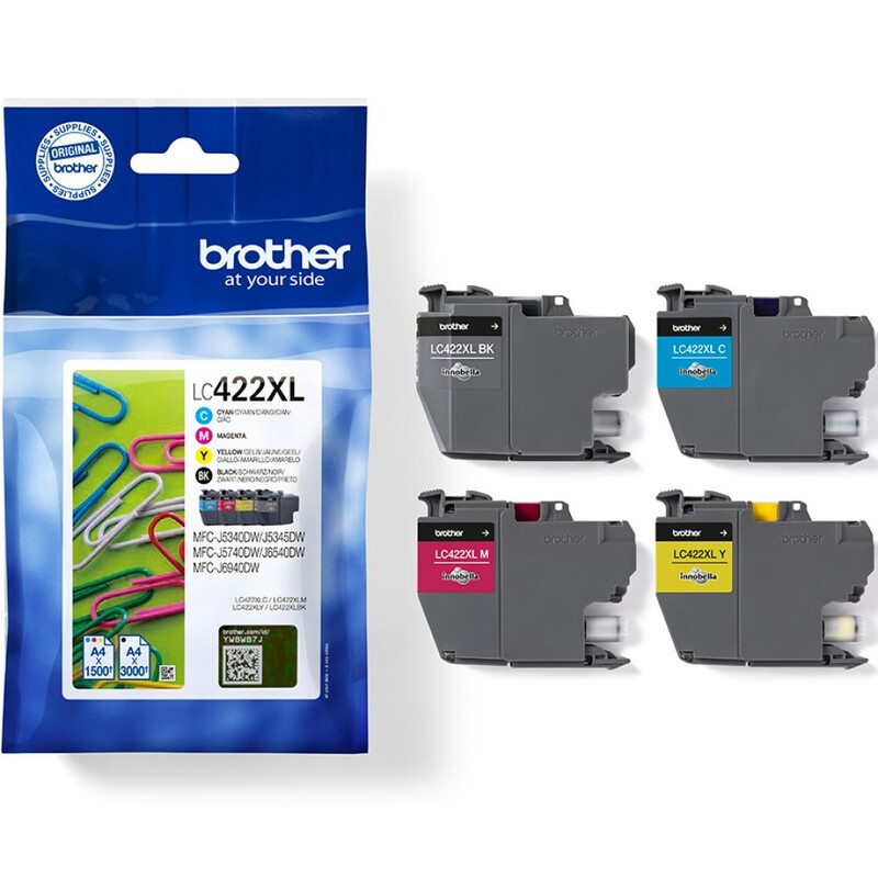 Brother LC-422XLVAL Tintenpatronen Multipack, cyan, gelb, magenta, schwarz