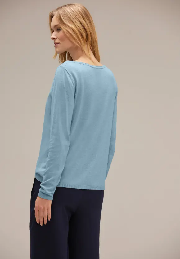 U-Boot Ausschnitt Pullover - hazy blue melange