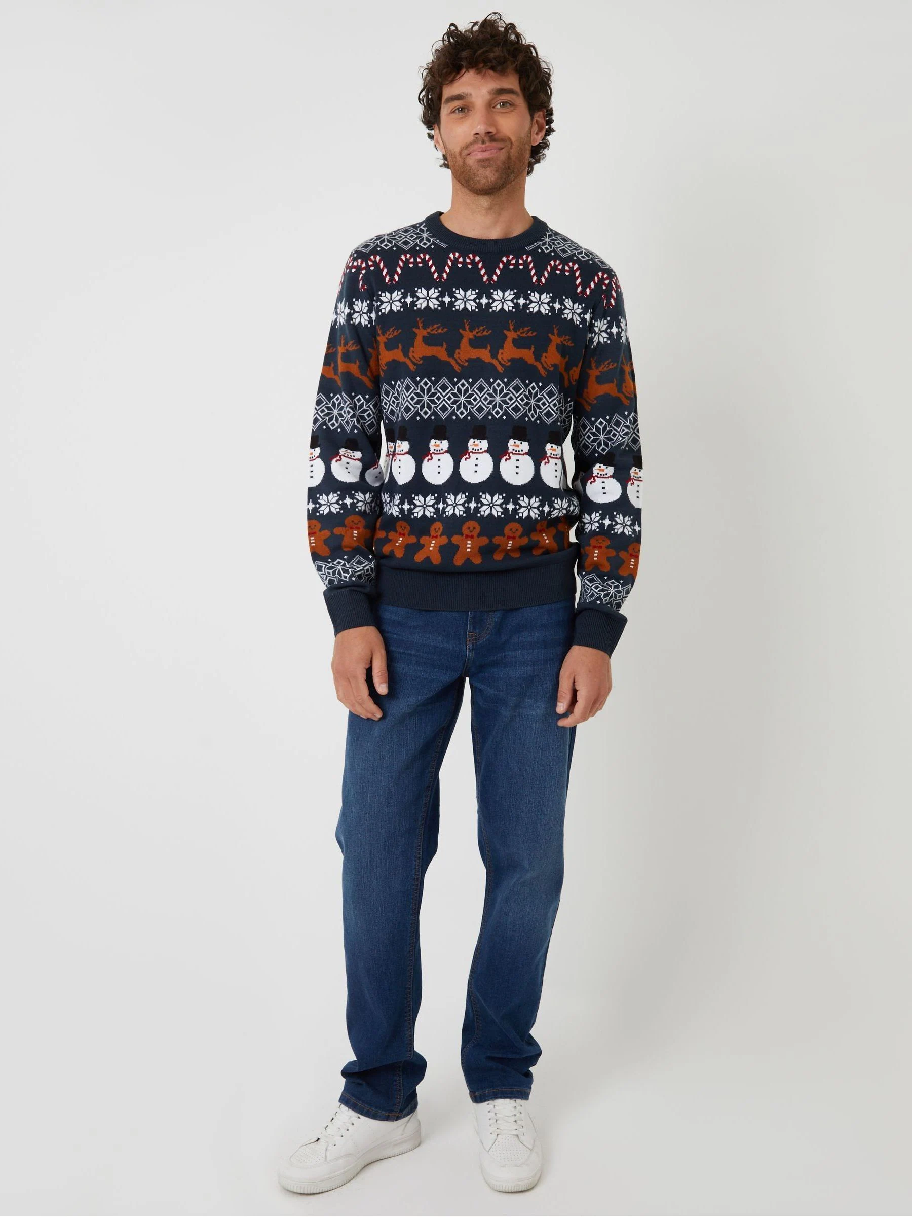 Blauw - Threadbare kersttrui met fairislemotief