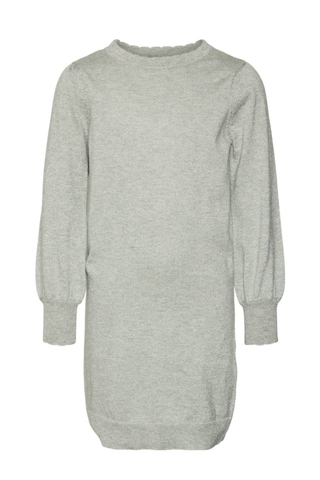 VERO MODA GIRL fijngebreide jurk VMHAPPYSHINE lichtgrijs melange