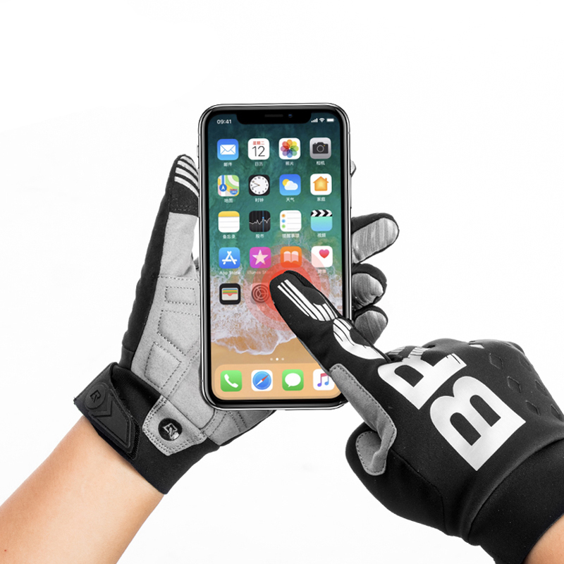 (1 Paar) Gr. XL Rutschfeste Fahrrad Handschuhe Winddichte Motorrad Touch Handschuhe - Schwarz / Grau