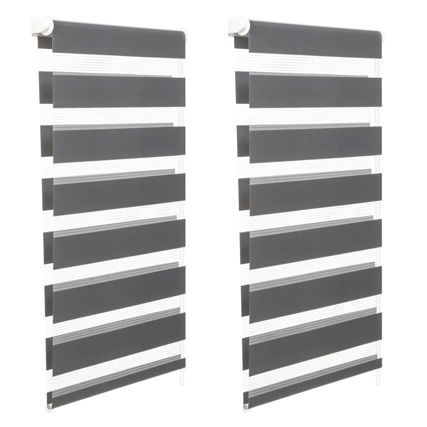 Lot de 2 stores enrouleurs zébrés jour nuit l.55 x H. max 170 CM gris