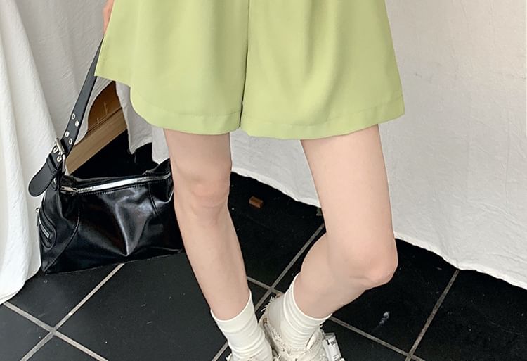 Soswift - Hoge taille effen shorts