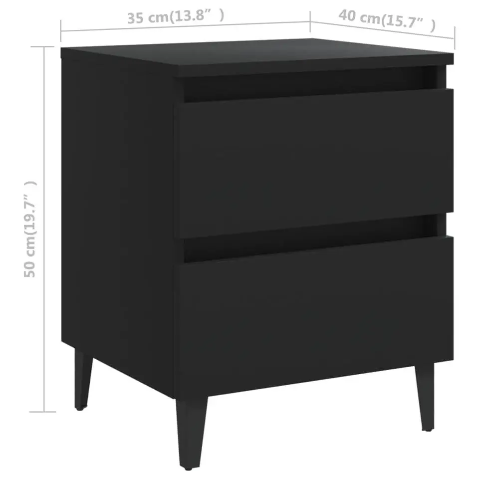 vidaXL - Nachtkastje - Zwart - Bewerkt hout - 2 stuks