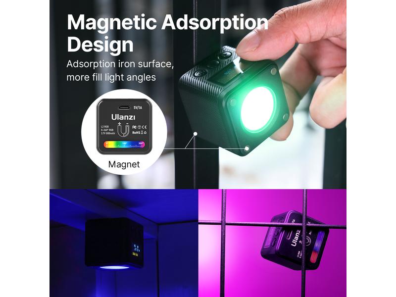 Ulanzi Videoleuchte L2 RGB Magnetischer Lichtwürfel für Content-Creators und Vlogger