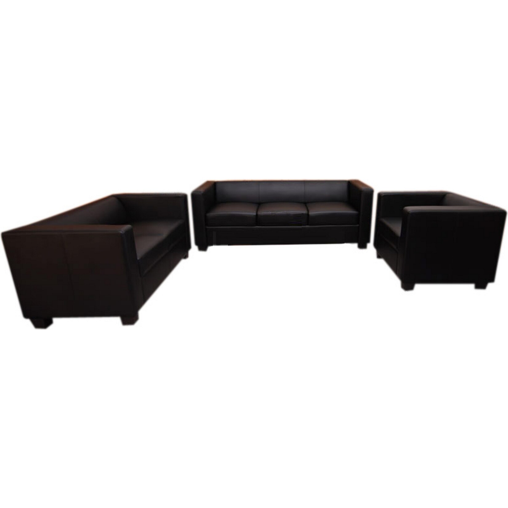 3-2-1 Couchgarnitur Lille ~ Leder, schwarz