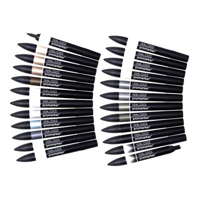 ProMarker - Pack de 24 marqueurs double pointe - gris et noir