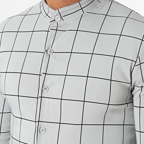 Chemise Manches Longues A Carreaux Gris