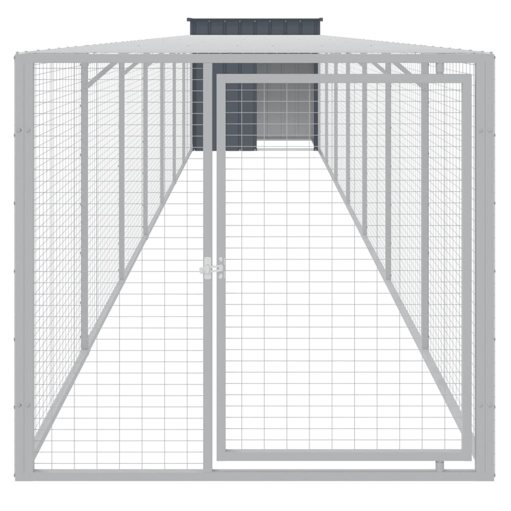 Poulailler avec cour anthracite 110x813x110 cm acier galvanisé