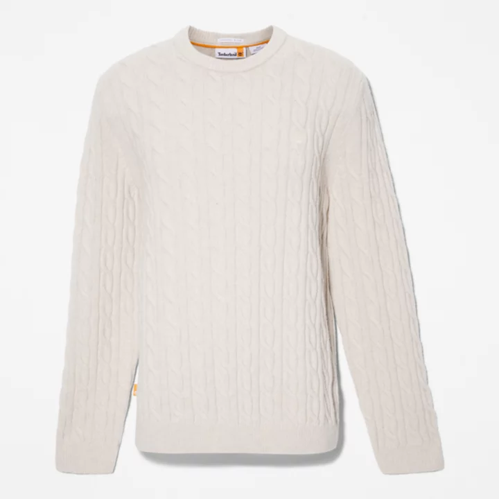 Suéter Phillips Brook de malha trançada para homem na cor bege.