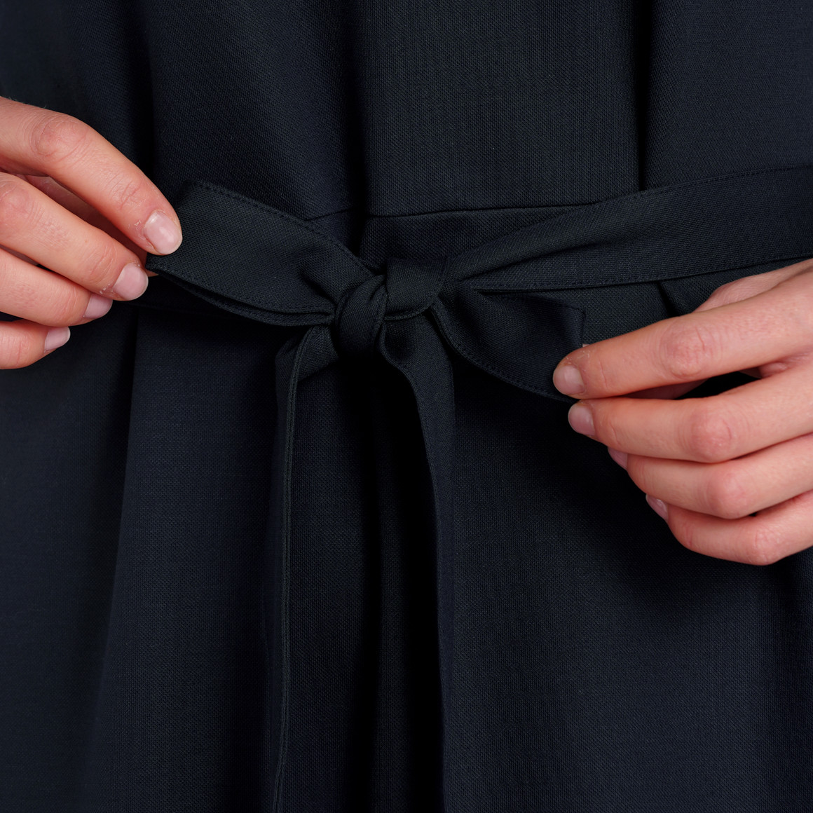Damen Piqué-Kleid mit Bindegürtel dunkelblau