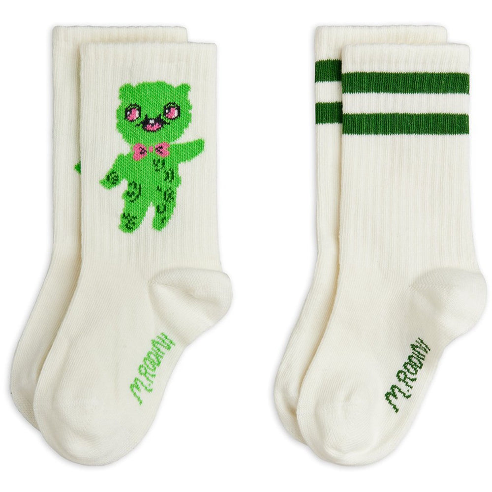Køb Mini Rodini Off-white Alien 2-Pak Strømper
