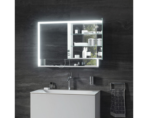 KEUCO Royal Lumos spiegelkast, 80 x 16,5 x 73,5 cm, zilver, 2-deurs, LED, IP24, inbouw, 713