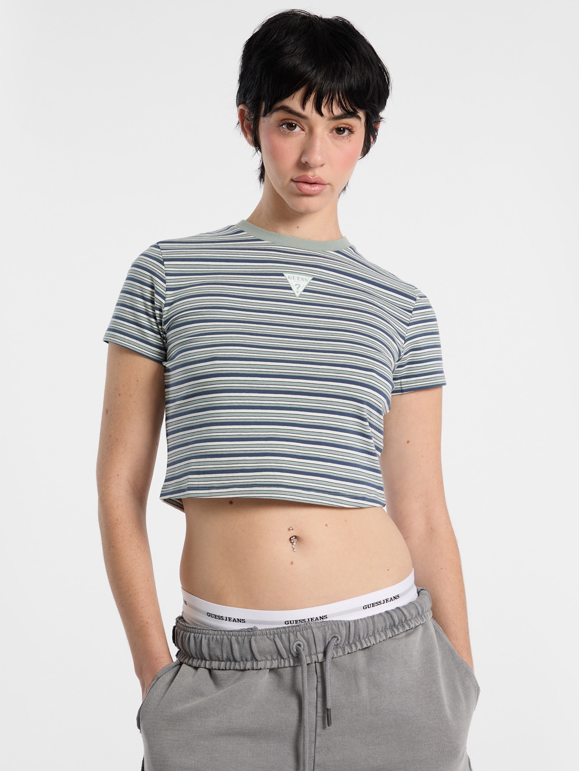 Camiseta infantil listrada Eco GUESS Originals Core