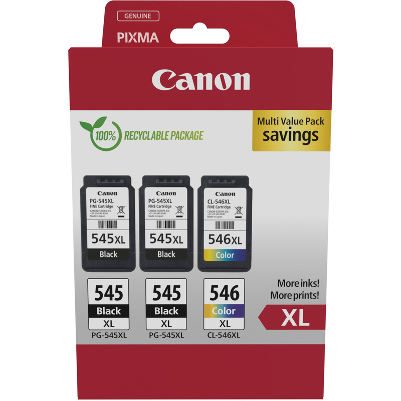 Canon PG-545 XL/PG-545 XL/CL-546 XL Tintenpatronen Multipack, farbig, schwarz