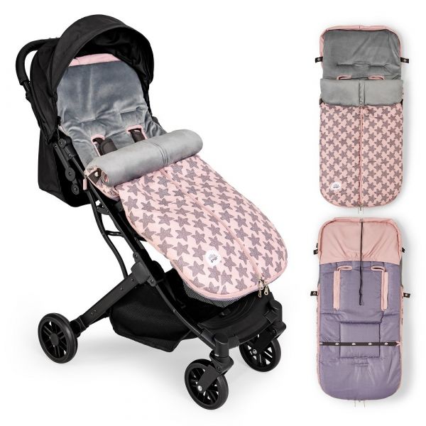 Interbaby Saco Universal para Carrinho de Passeio Impermeável 46X105 Cms Coralina Star Marino Rosa