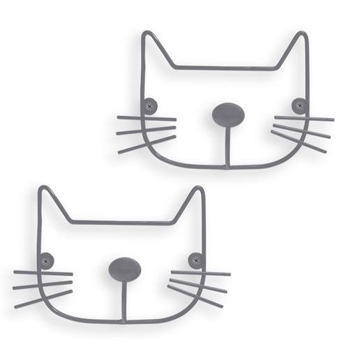 Par de cabides cinza em formato de gato