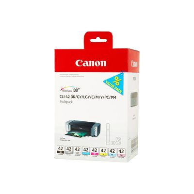 Canon CLI-42 - Pack de 8 - noir, gris, gris clair, cyan, photo cyan, magenta, photo magenta, jaune - cartouche d'encre originale