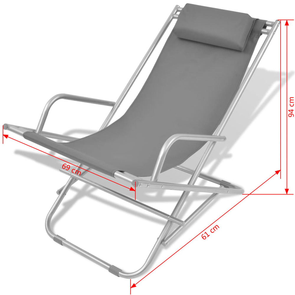 Lot de deux chaises inclinables de terrasse acier gris