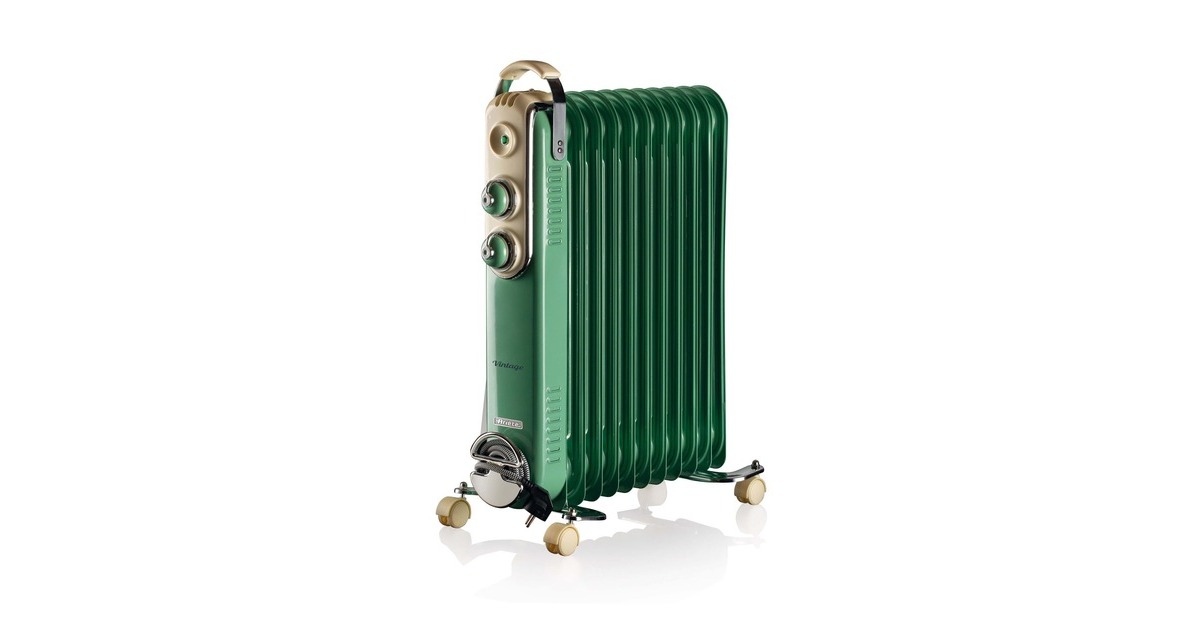 ArieteVintage groene olieradiator 11-elementen  (Groen, 2500 Watt, 3 standen)