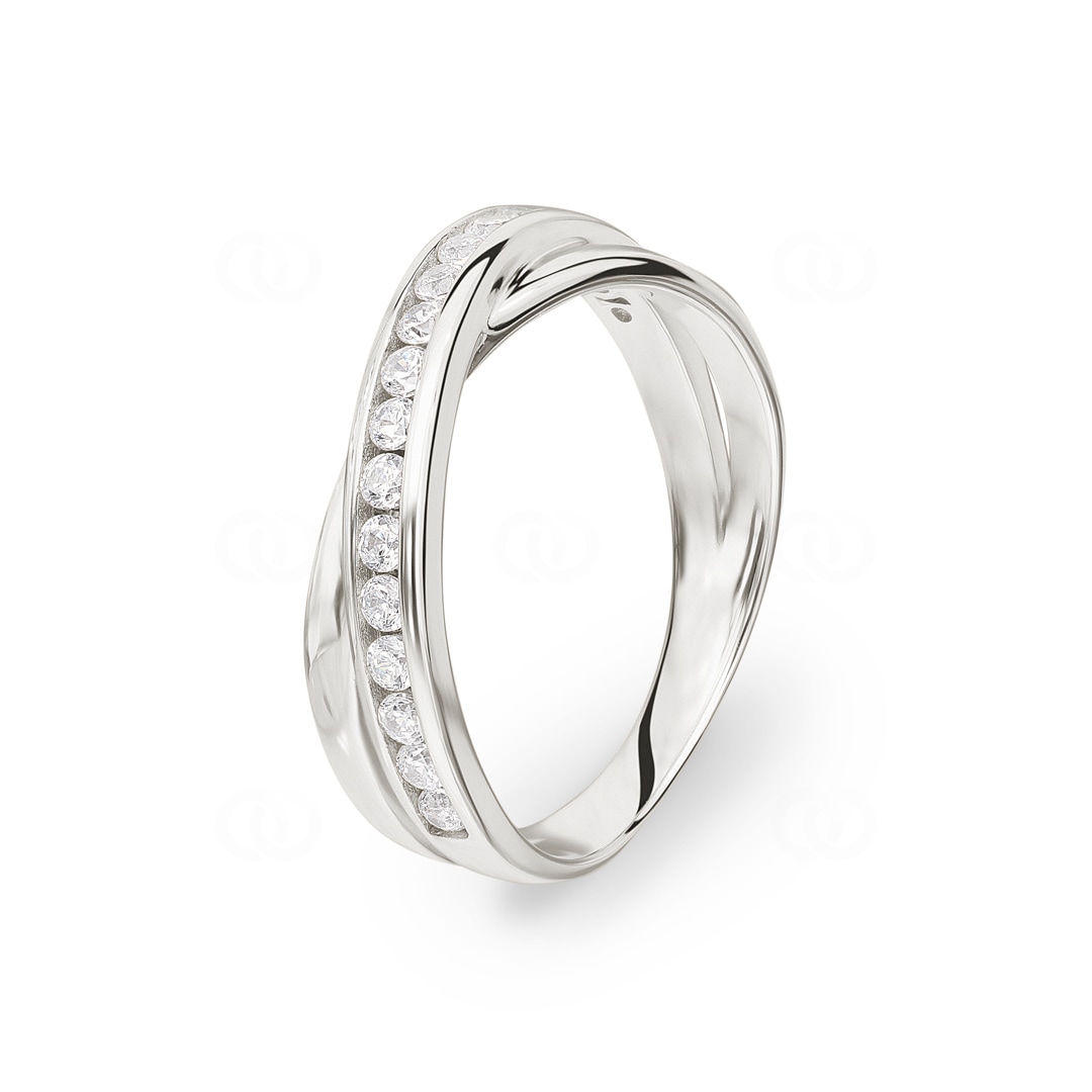 Damenring 925 Silber rhodiniert mit Zirkonia rund