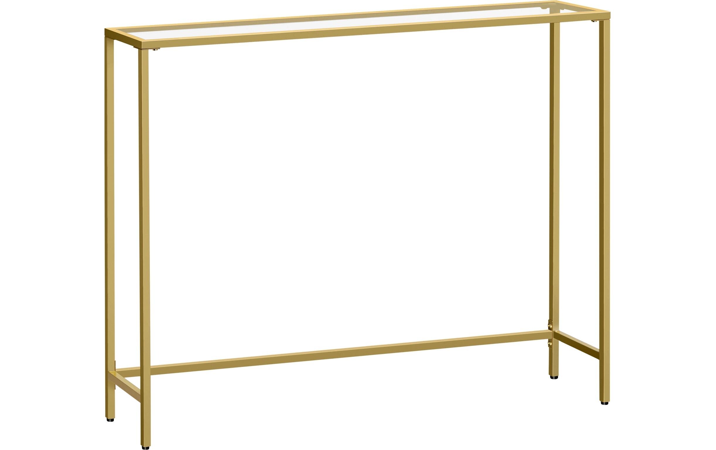 Konsolentisch 100.5 x 80 cm, GoldBeistelltisch mit Oberfläche aus Hartglas
