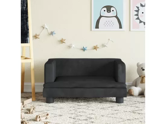Canapé pour enfants noir 60x40x30 cm velours