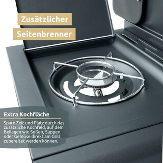 deluxe4home Gasgrill GRILLWAGEN XXL 131 x 54 cm silberfarbig /schwarz