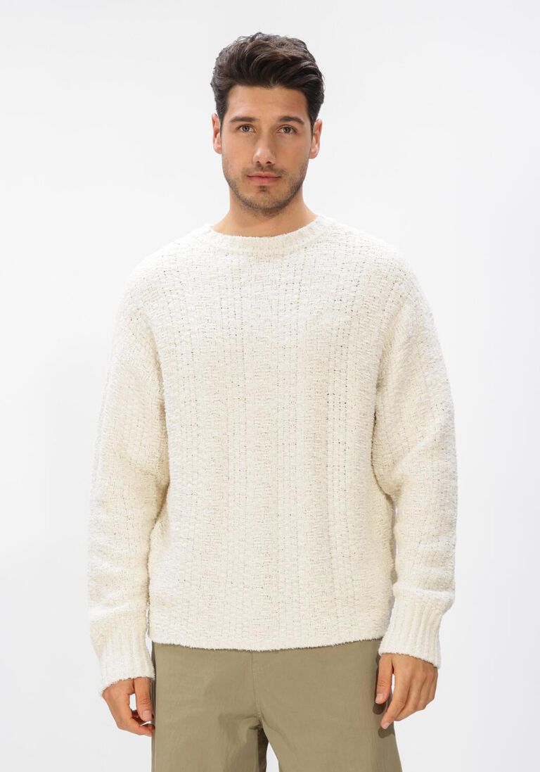 witte olaf hussein trui textured boxy knitted crewneck