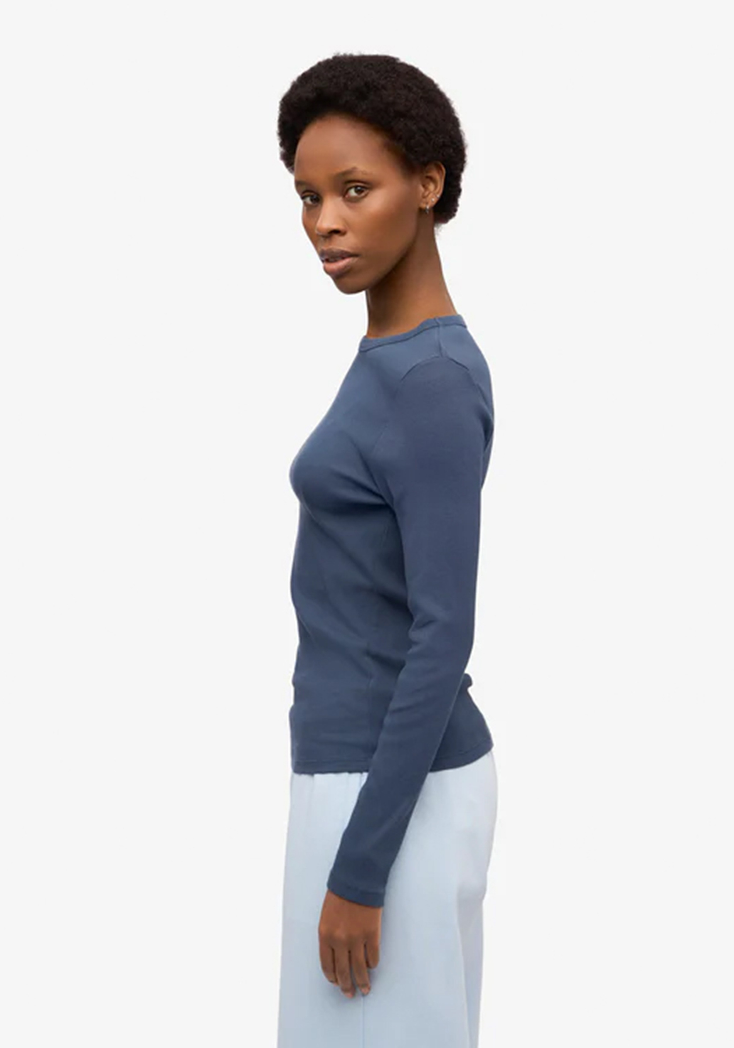 Colorful Standard Damen-Longsleeve Rib Petrol Blue