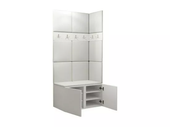 Meuble d'entrée Hartford 264, 186x84x46cm, Blanc, Tapisserie|Faux cuir
