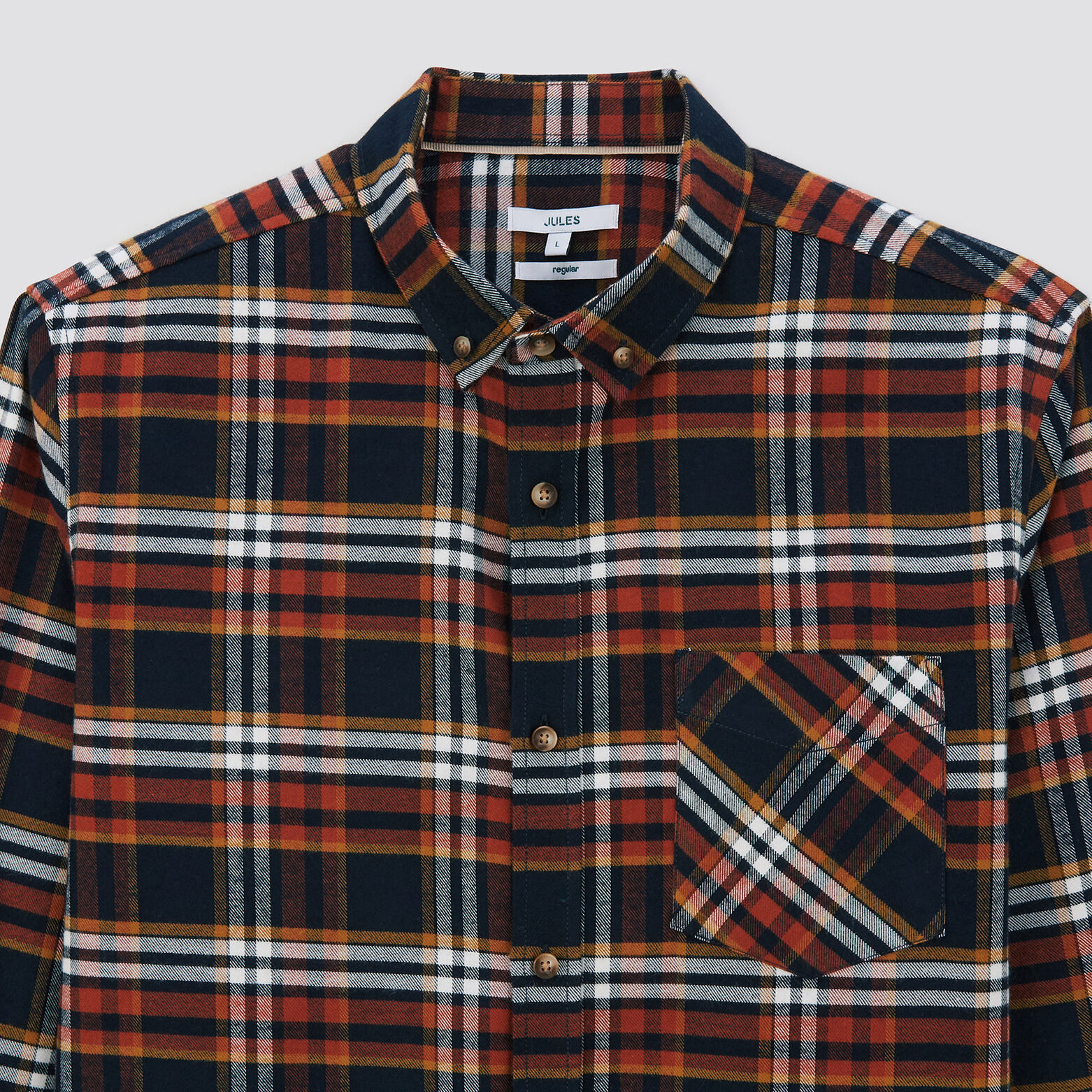 Chemise regular carreaux coton flanelle régénérati Bleu moyen