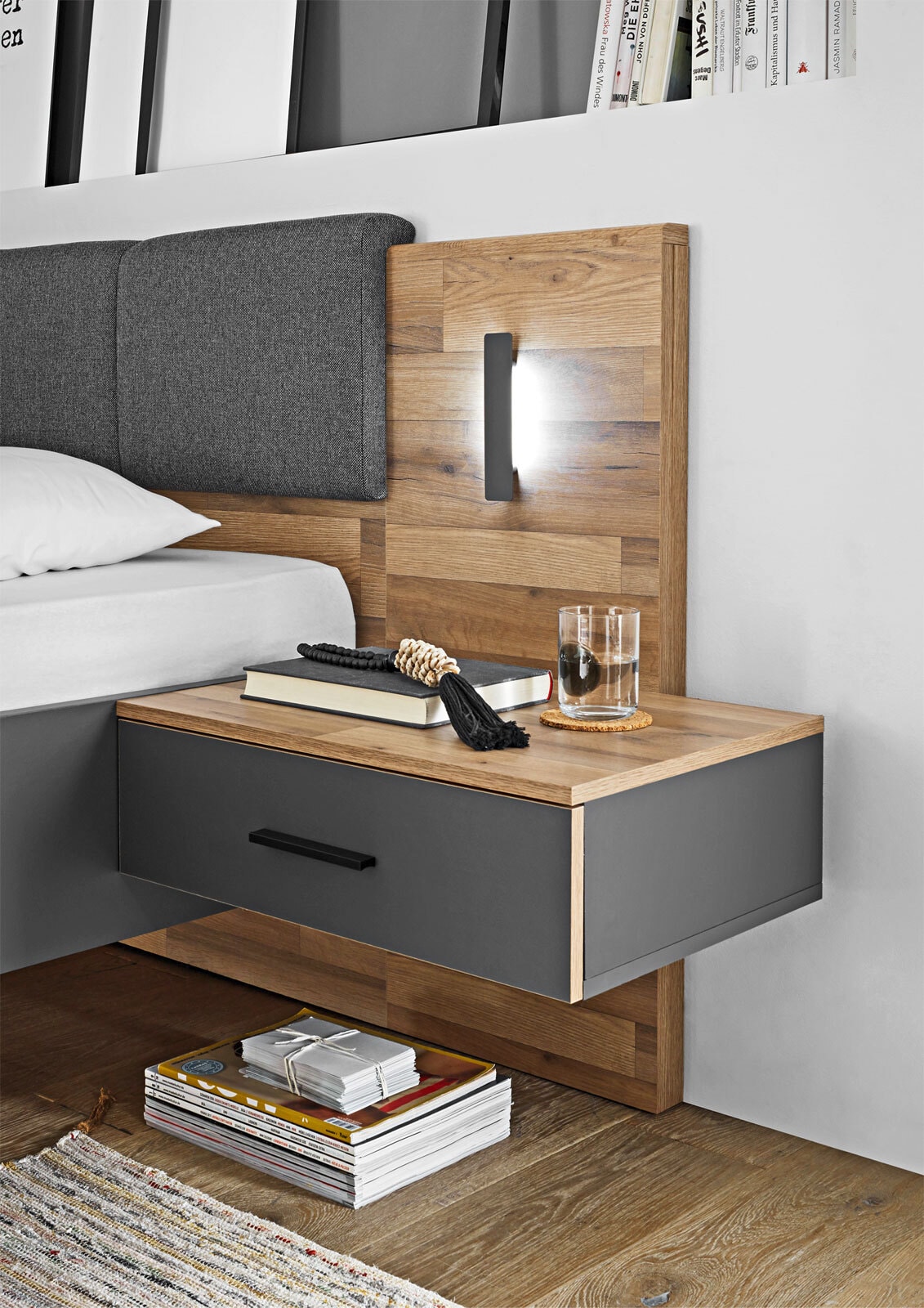 Bettanlage Rivoli Montana Oak-Optik/Graphit 180 x 200 cm