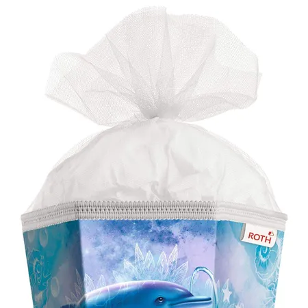 Roth Motiv-Schultüte, Delfine, 85cm, eckig, Rot(h)-Spitze, Tüllverschluss