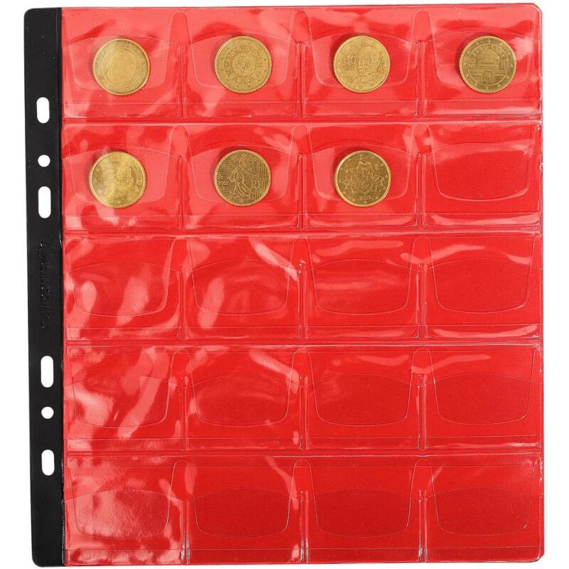 Sachet de 3 recharges numismatiques 20 cases de diamètre 40mm - 24,5x25 cm - Cristal