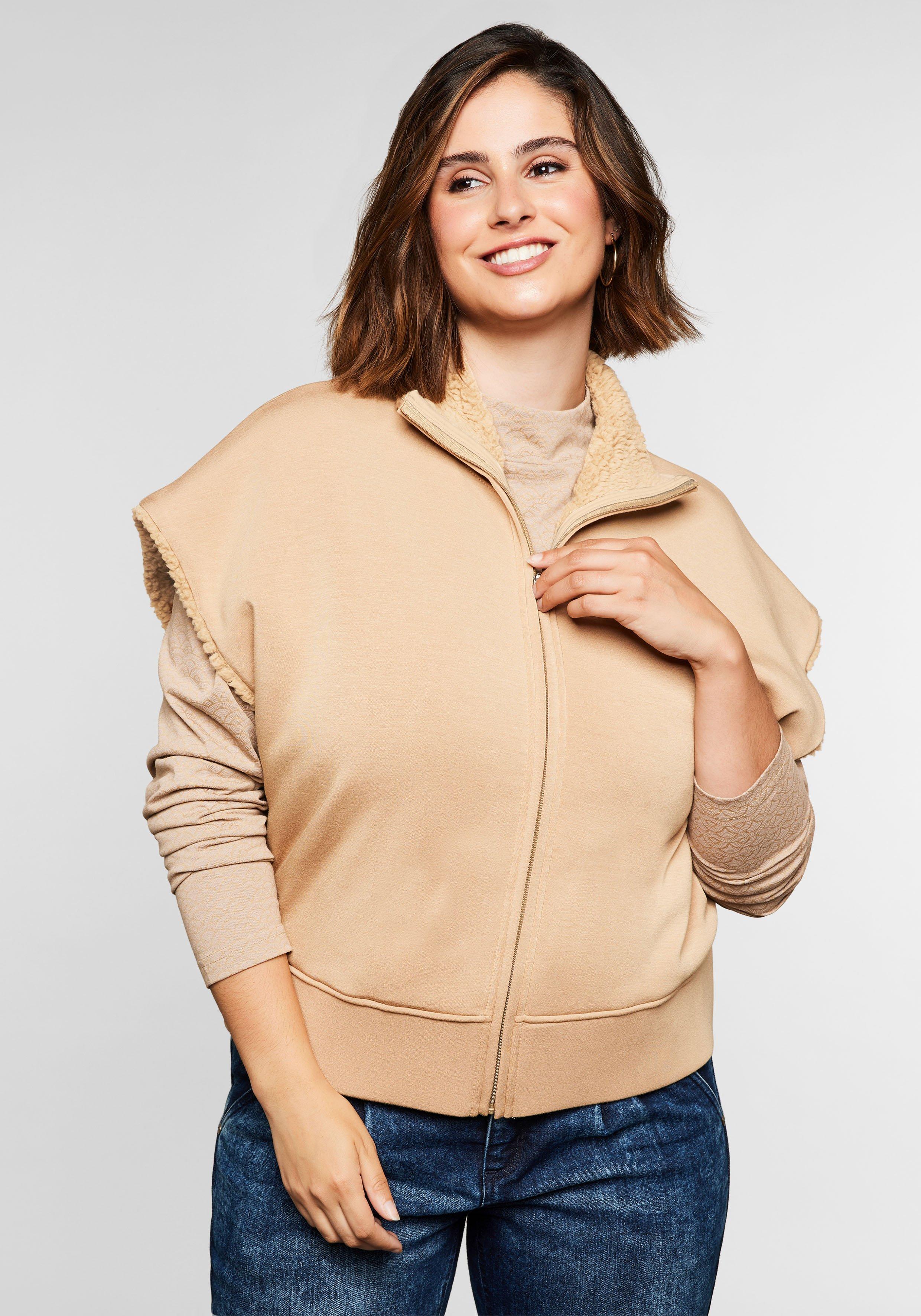 Sweatweste mit Teddyfleece und breitem Saumbund