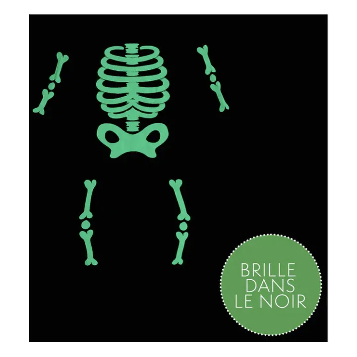 Petit Lem Pyjama Une Pièce Coton Bio Squelette Phosphorescent | Noir