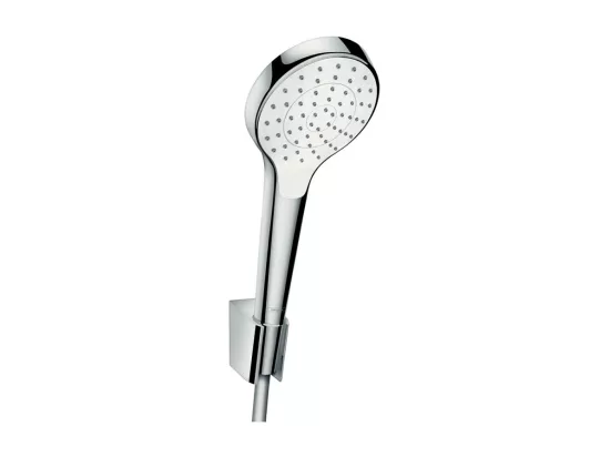Ensemble support mural et douchette 1jet avec flexible de douche 125 cm blanc/chromé Hansgrohe Croma Select S