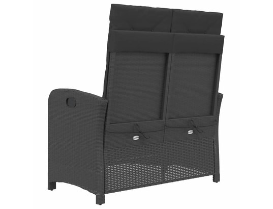 VIDAXL - Banc de jardin Banc inclinable de jardin avec coussins noir résine tressée