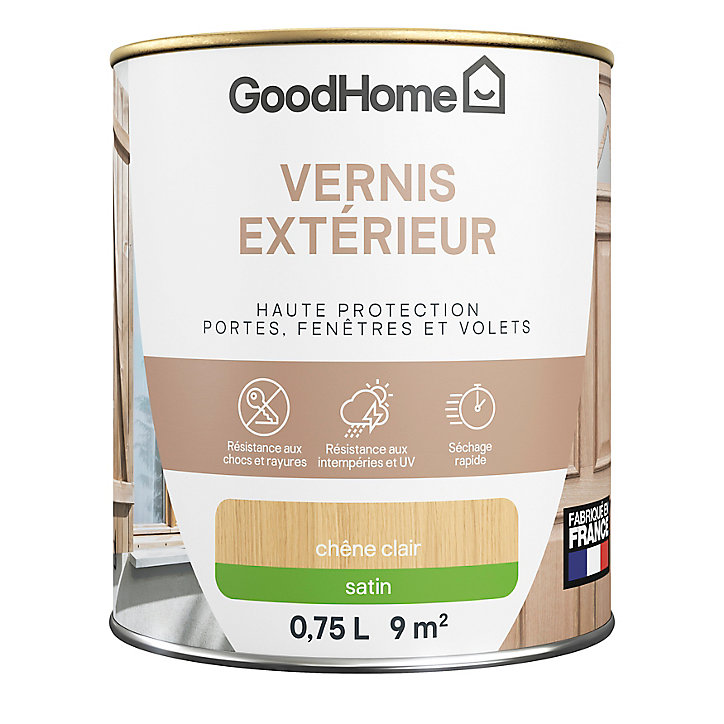 Vernis extérieur bois satin chêne clair GoodHome 0,75L