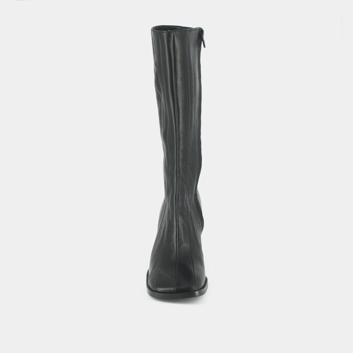 Bottes à talons et surpiqures  en cuir noir