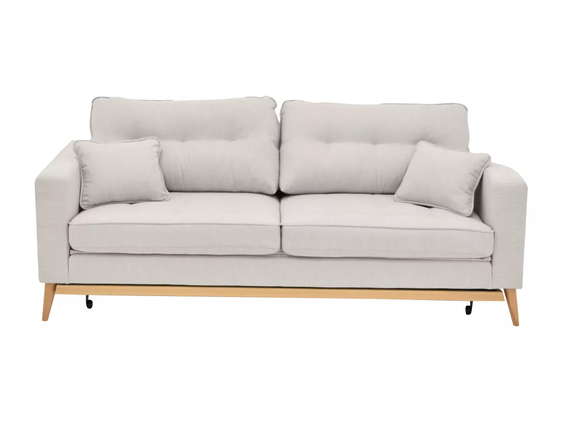 Canapé 3 places convertible en tissu beige KENZA