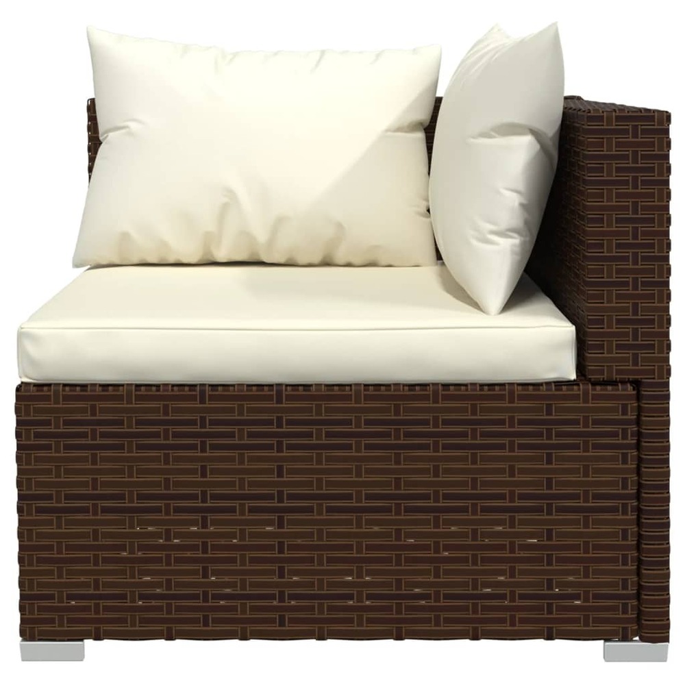 Salon de jardin meuble d'extérieur ensemble de mobilier 8 pièces avec coussins résine tressée marron