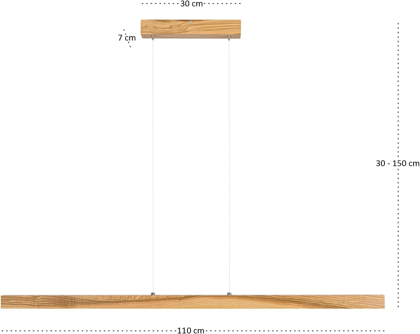 Hängelampe Hängeleuchte - Deckenlampe aus Holz - Pendelleuchte - LED Lampe - Dimmbar - Warmweiß DIMLED110KB-3K-RUSTIKAL 110 cm Warmweißes Licht Rustikal