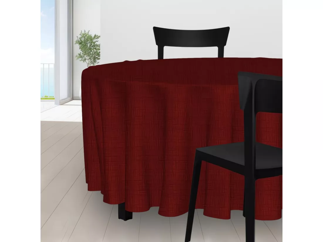 Nappe anti-tâches ronde diamètre 180 cm GALAXY rouge, Par Soleil d'ocre
