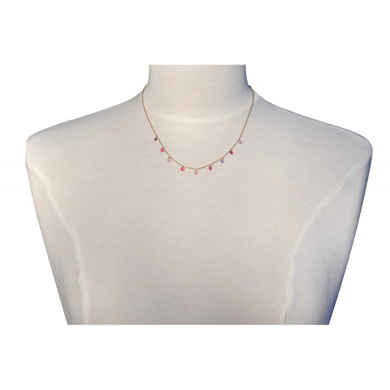 Collier Plaqué Or Strass Dégradé de Couleurs