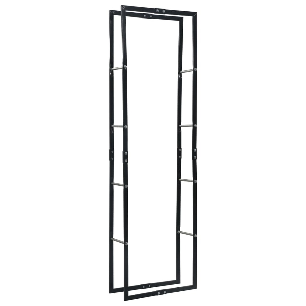 Portant de bois de chauffage noir 60x25x200 cm acier