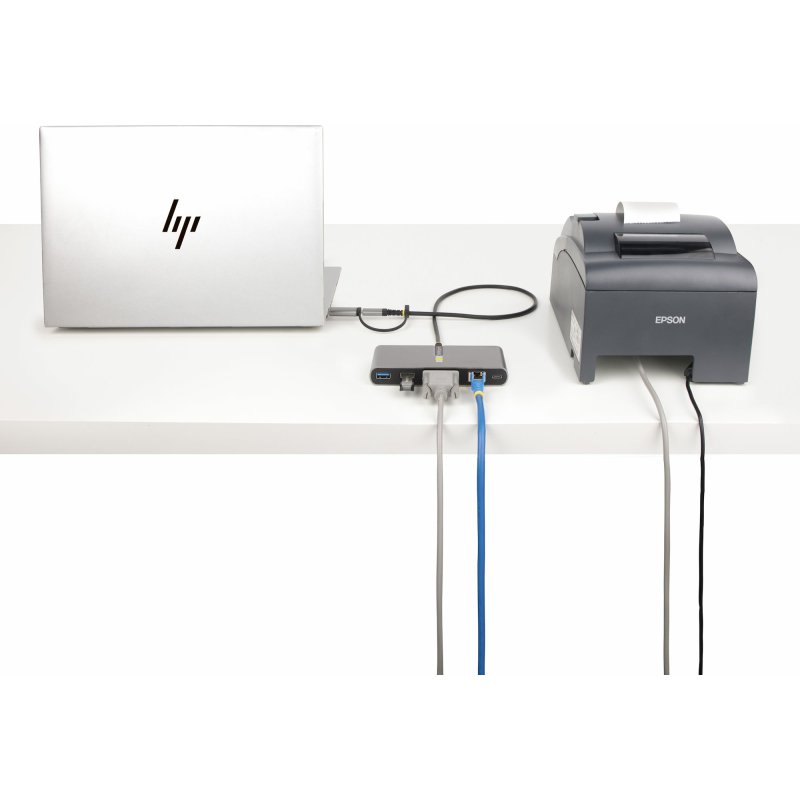 StarTech.com Hub USB-C à 2 Ports USB-A avec Ethernet et RS-232, Dongle USB-C vers USB-A, 100W PD Pass-Through, 2x USB-A 5Gbps, Gigabit Ethernet, Série RS232 (FTDI)